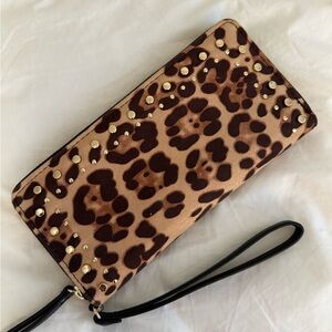 Leopard Print Wristlet Clutch